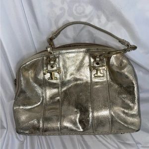 Tory Burch silver distressed leather purse